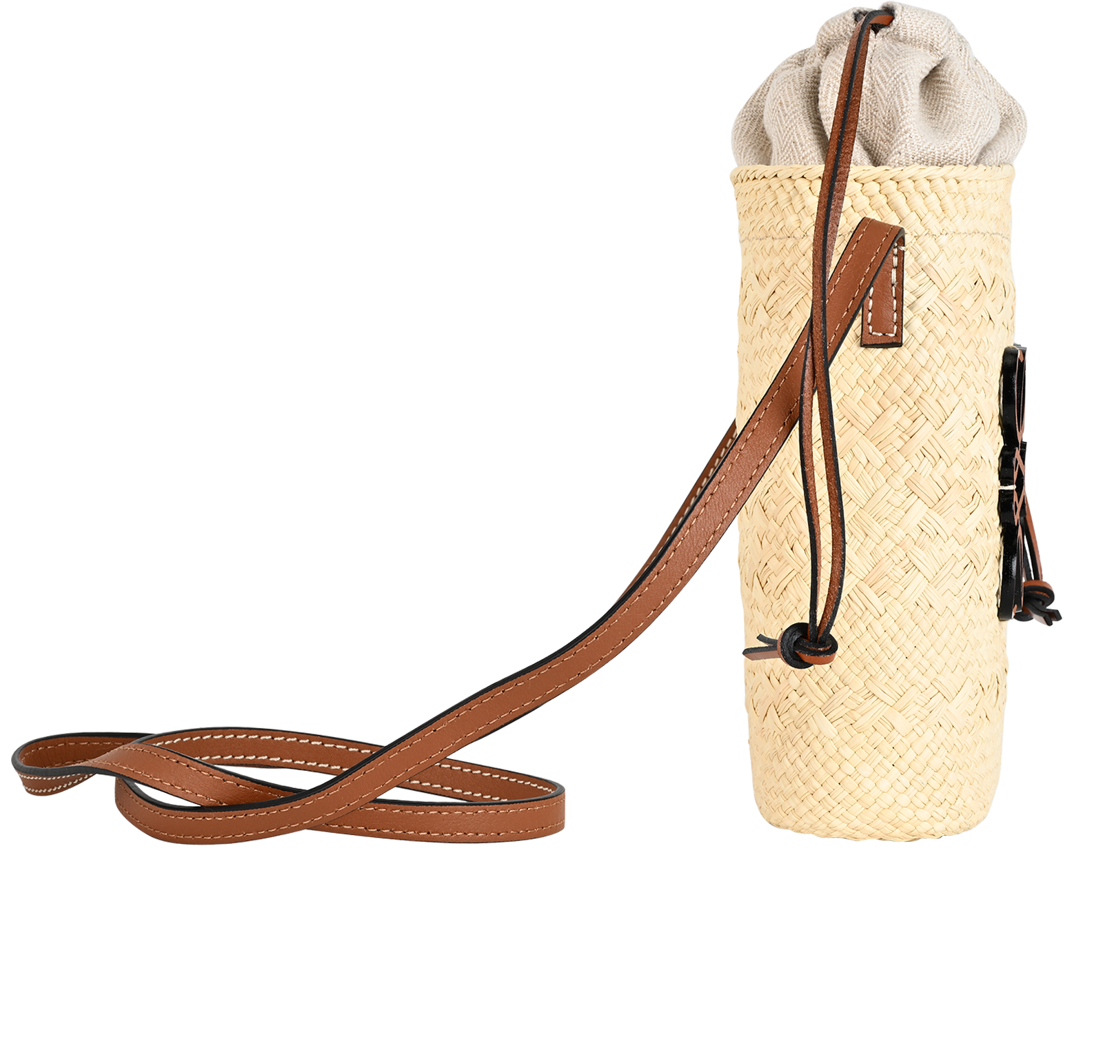 X Paula’s Ibiza Bucket Bag, &pound;320, Handbags, Beige/Brown, Raffia, Side view